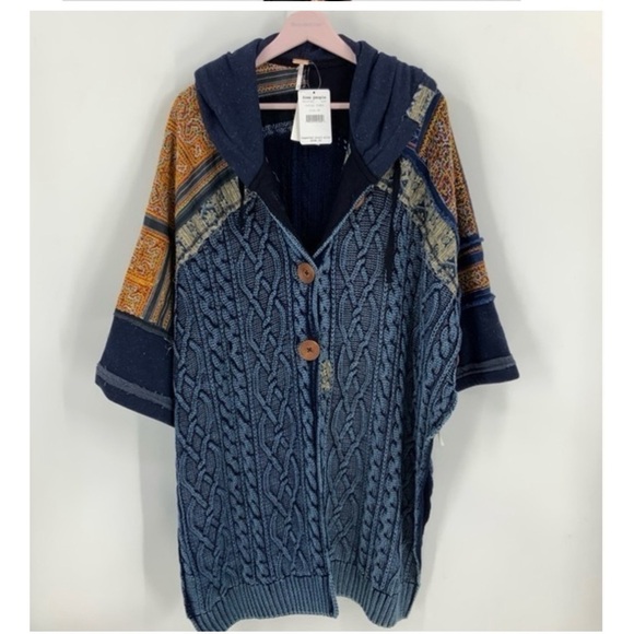 Free People Sweaters - Free people Sammie combo sweater cardigan, Poncho with hood XS